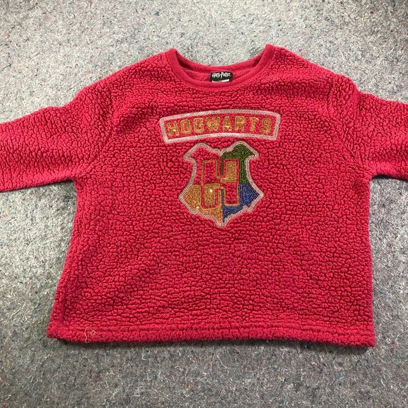 Harry Potter Tops - Harry Potter Hogwarts Womens Red Fuzzy Long Sleeve Sweater Junior's Size L